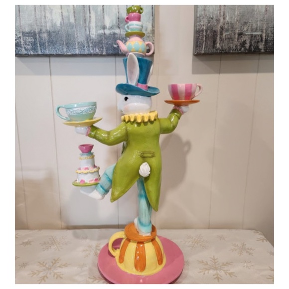 NEW Novogratz Mad Hatter Juggling Easter Bunny on Teacup 🐰 - Picture 7 of 12